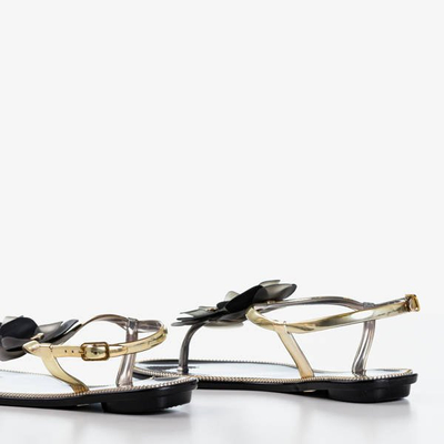 Černé gumové sandály s květinami Fala - Obuv 1