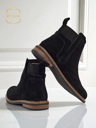Чорні Ботильйони Ariston Шкіряні з Suede