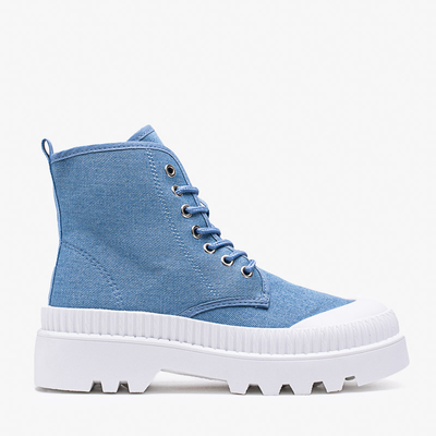 Roulle modré dámské kotníkové boty na plochém podpatku - boty