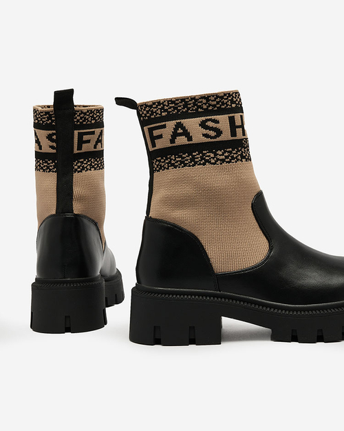 Royalfashion Світло-коричневі жіночі черевики з тканинним верхом Fahione