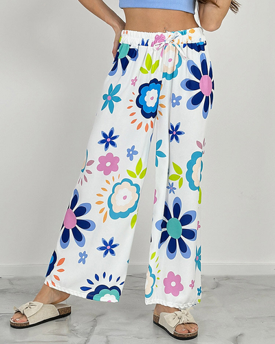 Royalfashion Dámské široké kalhoty z květinové látky