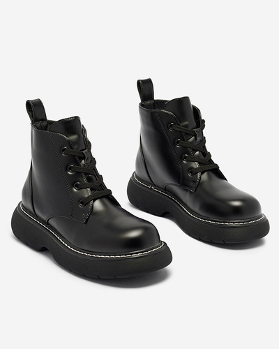 Чорні жіночі черевики з екошкіри на суцільній підошві Tarrafa - Взуття