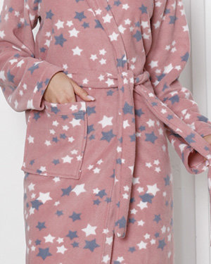 Рожевий жіночий халат із зірочками - Одяг