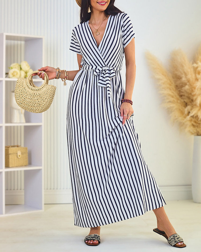 Royalfashion Dámské pruhované midi šaty