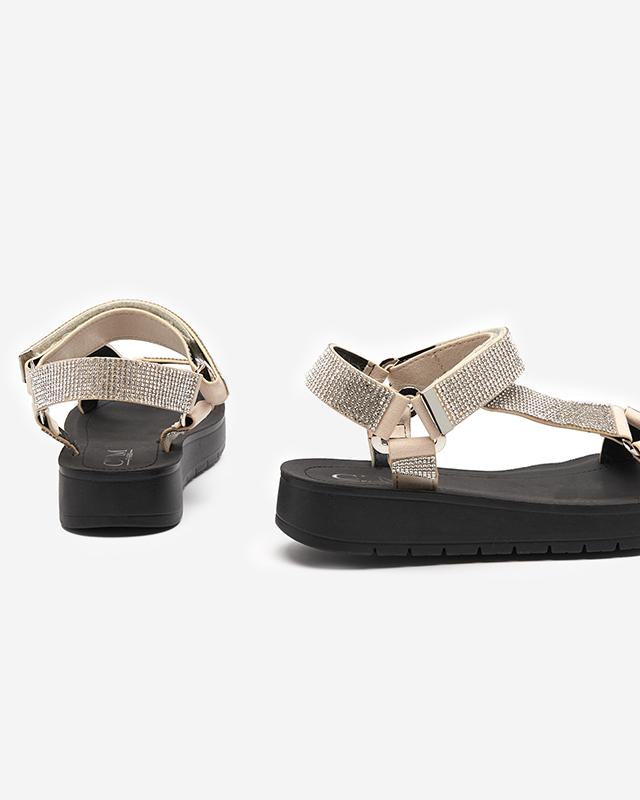 Dámské sandály se zirkony ve stříbrné barvě Qroc- Footwear