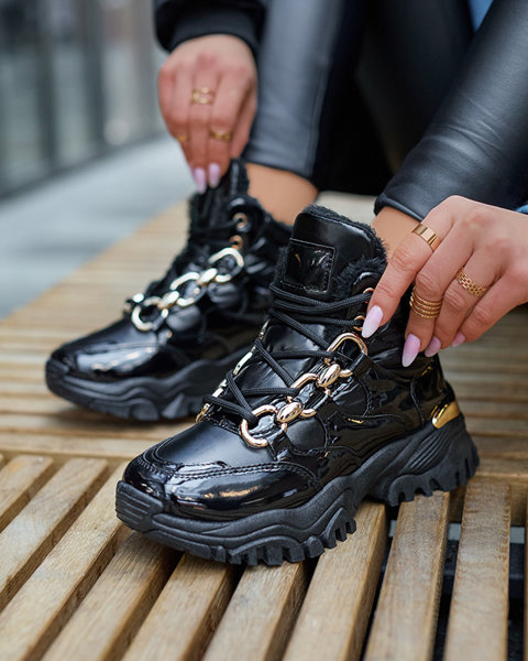 Černé dámské sportovní zimní boty a'la trapper Mertika - Obuv