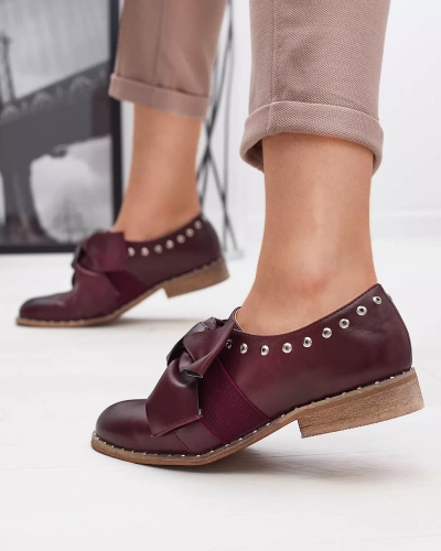 Maroon dámské boty s mašlí Entera - Obuv
