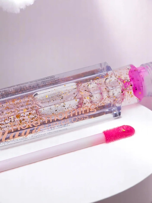 Безколірний блиск для губ 24K з зручним зволоженням і золотими частинками