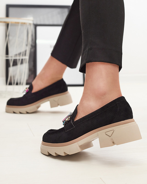 Чорні ажурні жіночі мокасини з декором Bokkso - Взуття