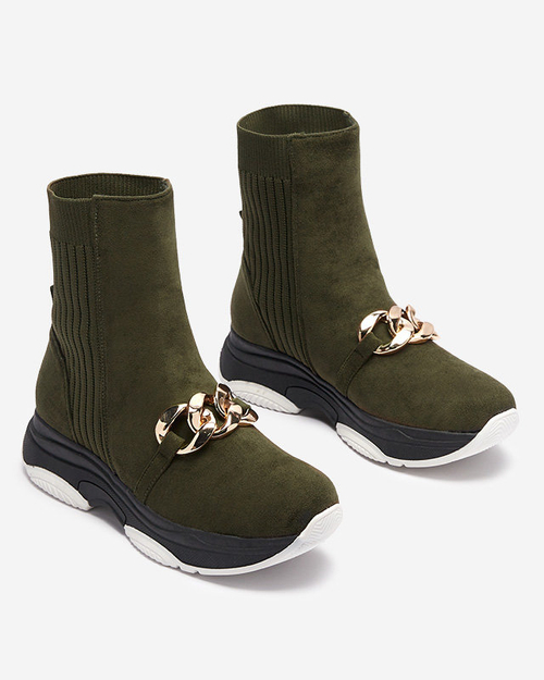 Черевики жіночі зелені утеплені з екозамші Cuzitta- Взуття