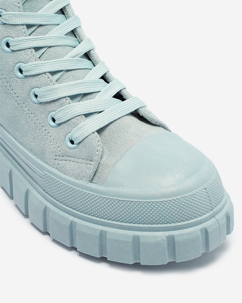 Світло-блакитні жіночі спортивні черевики на шнурівці а-ля кросівки Netara - Взуття