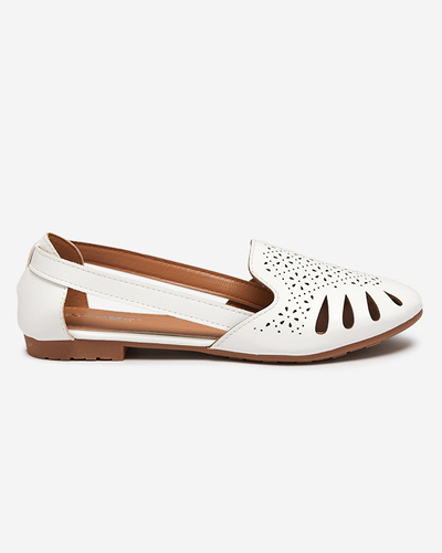 Dámské bílé prolamované baleríny s průstřihem na bocích Sermo- Obuv