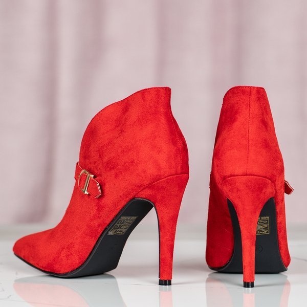 Červené boty na vysokém podpatku se sponou Deep Elegance - Obuv