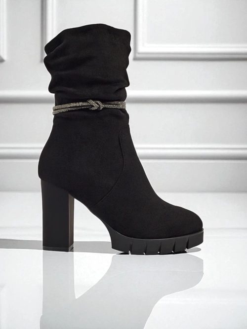 Жіночі ботильйони еко замшеві на підборах-стовпчику RuneFlicker