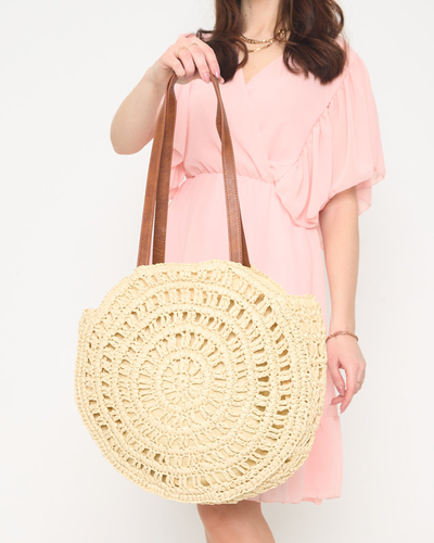 Kulatá béžová slaměná taška pro ženy - Příslušenství