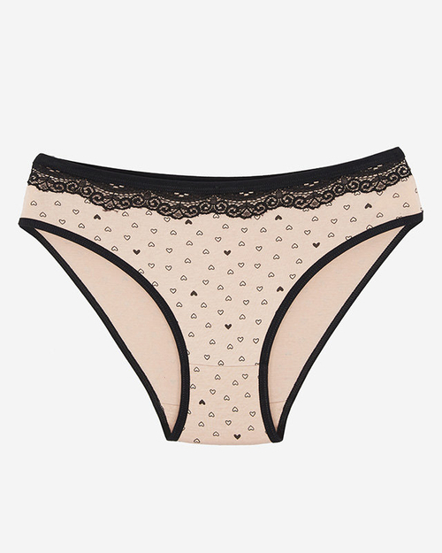 Бежеві жіночі трусики з сердечками