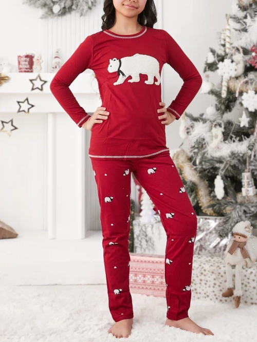 Royalfashion Різдвяні бавовняні піжами для дітей з полярним ведмедем