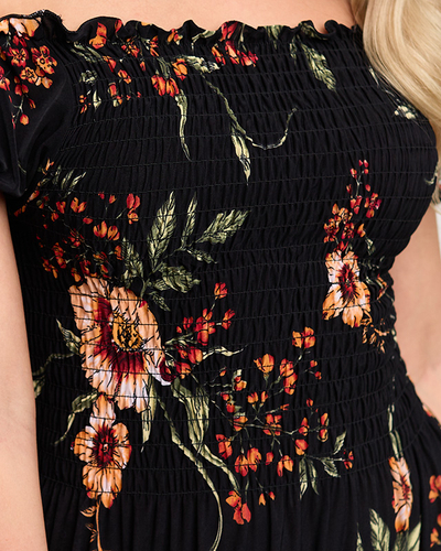 Жіноча чорна квіткова сукня максі - Одяг