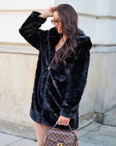 Пальто жіноче хутряне Royalfashion Black
