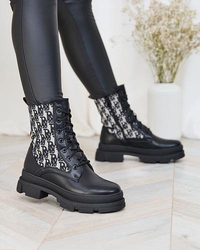 Royalfashion Černo-béžové dámské bagančata na plochém podpatku Ufitto