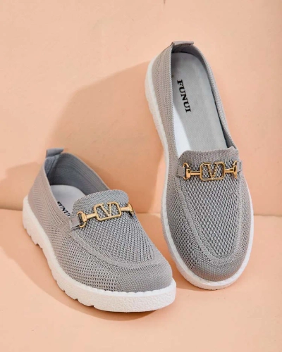 Royalfashion Dámské látkové mokasíny se zlatým zdobením Erticae