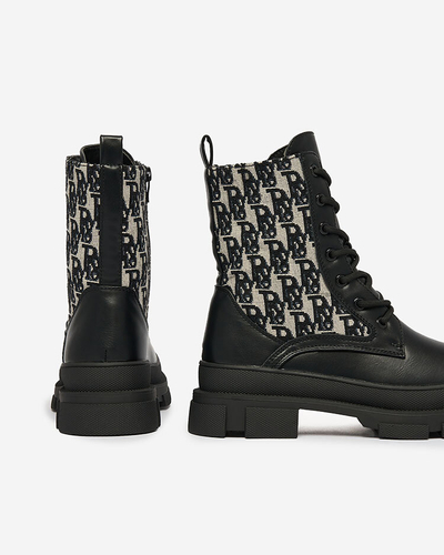 Royalfashion Černo-béžové dámské bagančata na plochém podpatku Ufitto