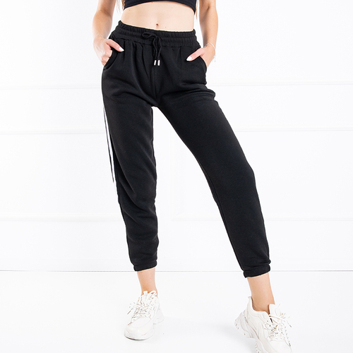 Чорні жіночі штани з лампасами