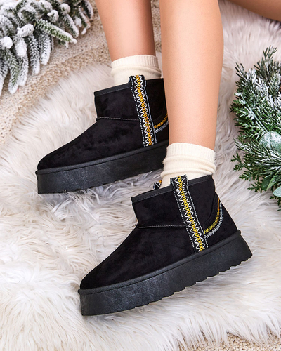 Royalfashion Dámské krátké kozačky a'la snow boots s ornamentem Erititta