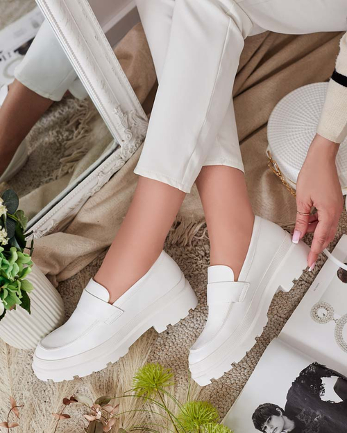 Мокасини Жіночі Aura Білі на Платформі - Елегантні та Зручні, Еко Шкіра