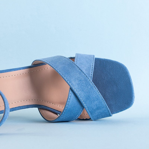 Блакитні жіночі босоніжки на підборах Halita