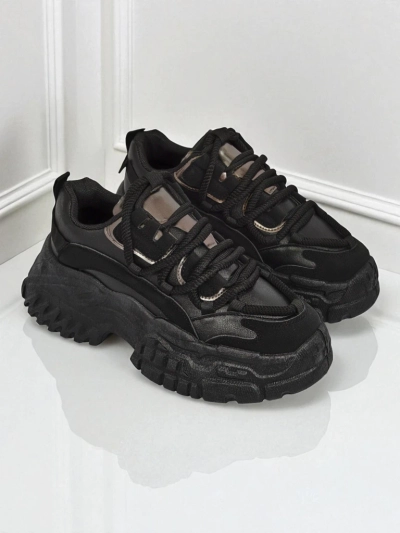 Aurelia Nero – Dámské Sneakers Chunky z Ekologické Kůže Černá 6,5 cm