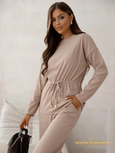 Royalfashion Бавовняний жіночий комплект а-ля светр у рубчик