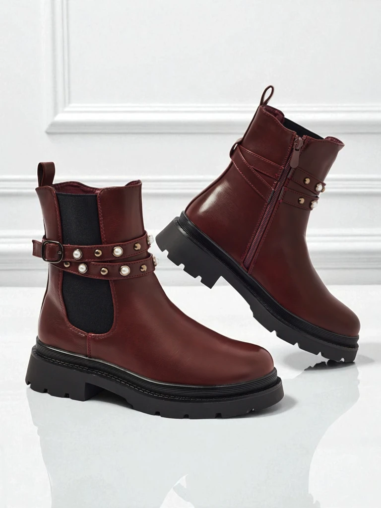 Vyšší dámské kotníkové boty z eko kůže Pearl Mist