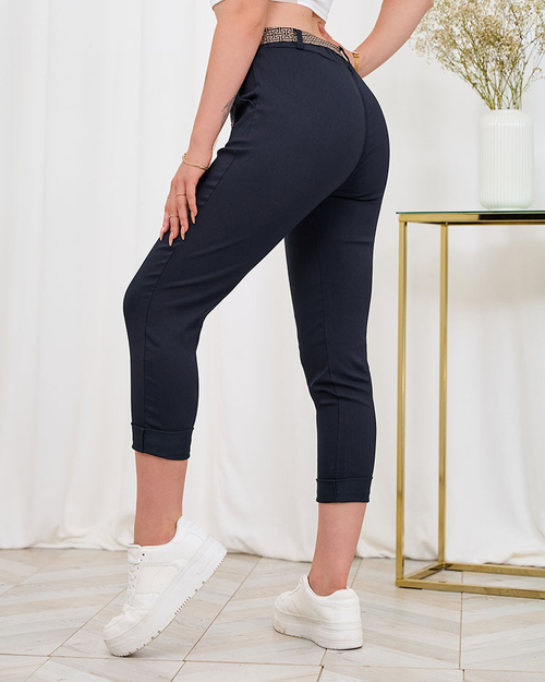 Royalfashion Navy blue жіночі прямі штани з тканини