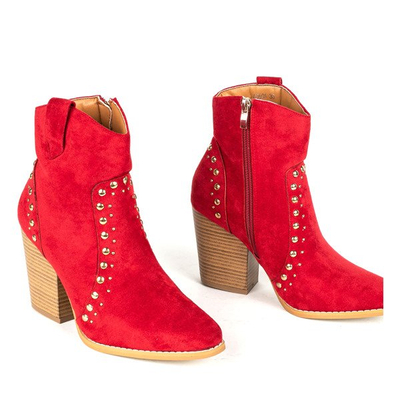 Červené kovbojské boty na vysokém sloupku Gana - Obuv