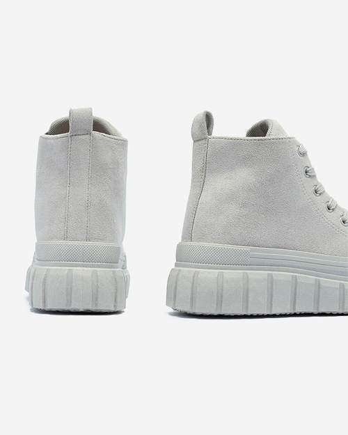 Світло-сірі жіночі спортивні черевики на шнурівці а-ля кросівки Netara - Взуття