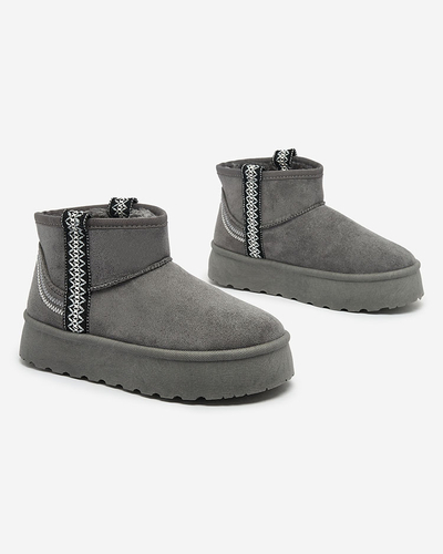 Royalfashion Dámské krátké kozačky a'la snow boots s ornamentem Erititta