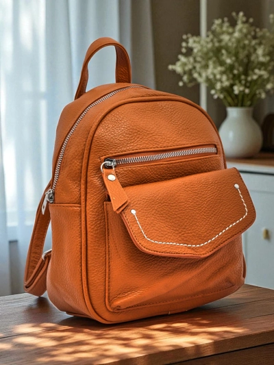 Elegantní dámský batoh Calista Camel ekologická kůže Królewska Moda