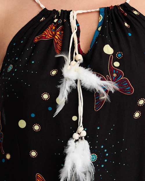 Жіноча чорна літня сукня з метеликами - Одяг