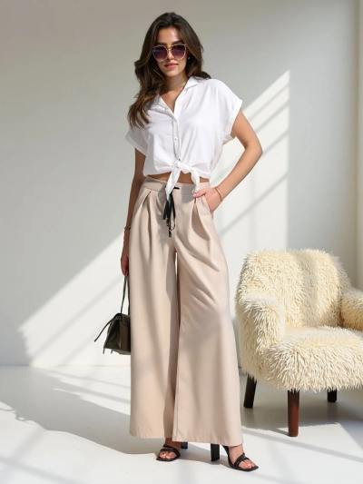 Royalfashion Široké dámské kalhoty