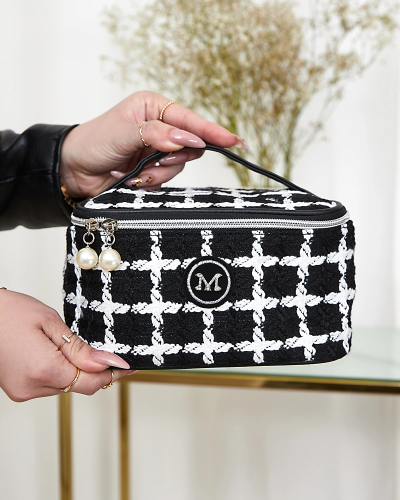 Жіноча косметичка Royalfashion в клітинку чорного кольору