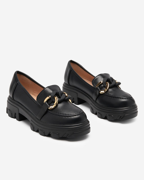 OUTLET Жіночі чорні туфлі на товстій підошві з декором Simero - Взуття