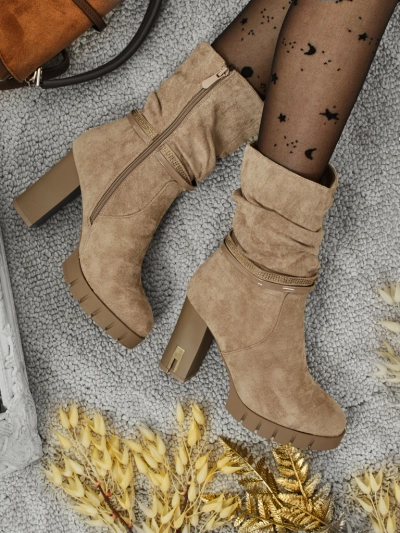 Ботильйони жіночі еко замшеві на підборах-стовпчику BrambleDusk