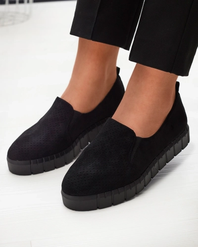 Černé dámské slip on tenisky Openwork Cegeti - Obuv