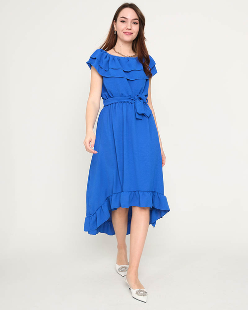 Кобальтово-синя жіноча сукня з оборками