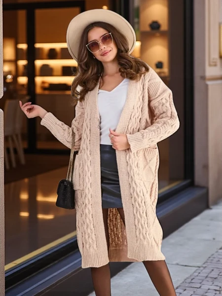 Royalfashion Pletený ženský pončo svetr