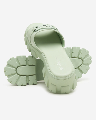 OUTLET Жіночі м'ятні тапочки на більш товстій підошві Inza-Shoes