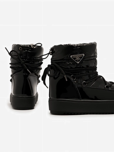 Royalfashion Dámské nazouvací boty a'la snow boots v černé barvě Vevnose