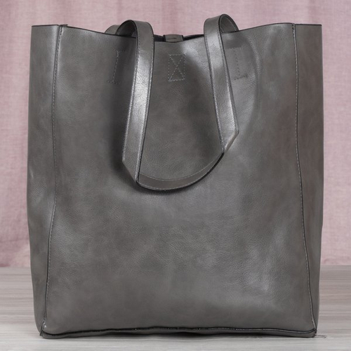 Сіра велика наплічна сумка для жінок - Сумочки