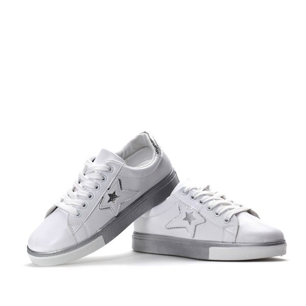 Biało-srebrne tenisówki z gwiazdką - Obuwie